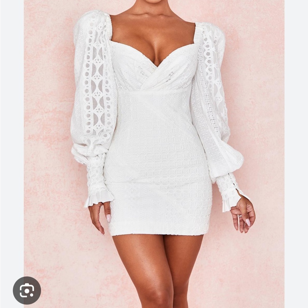 House of CB Marquis Lace Broderie Anglaise Mini Dress White